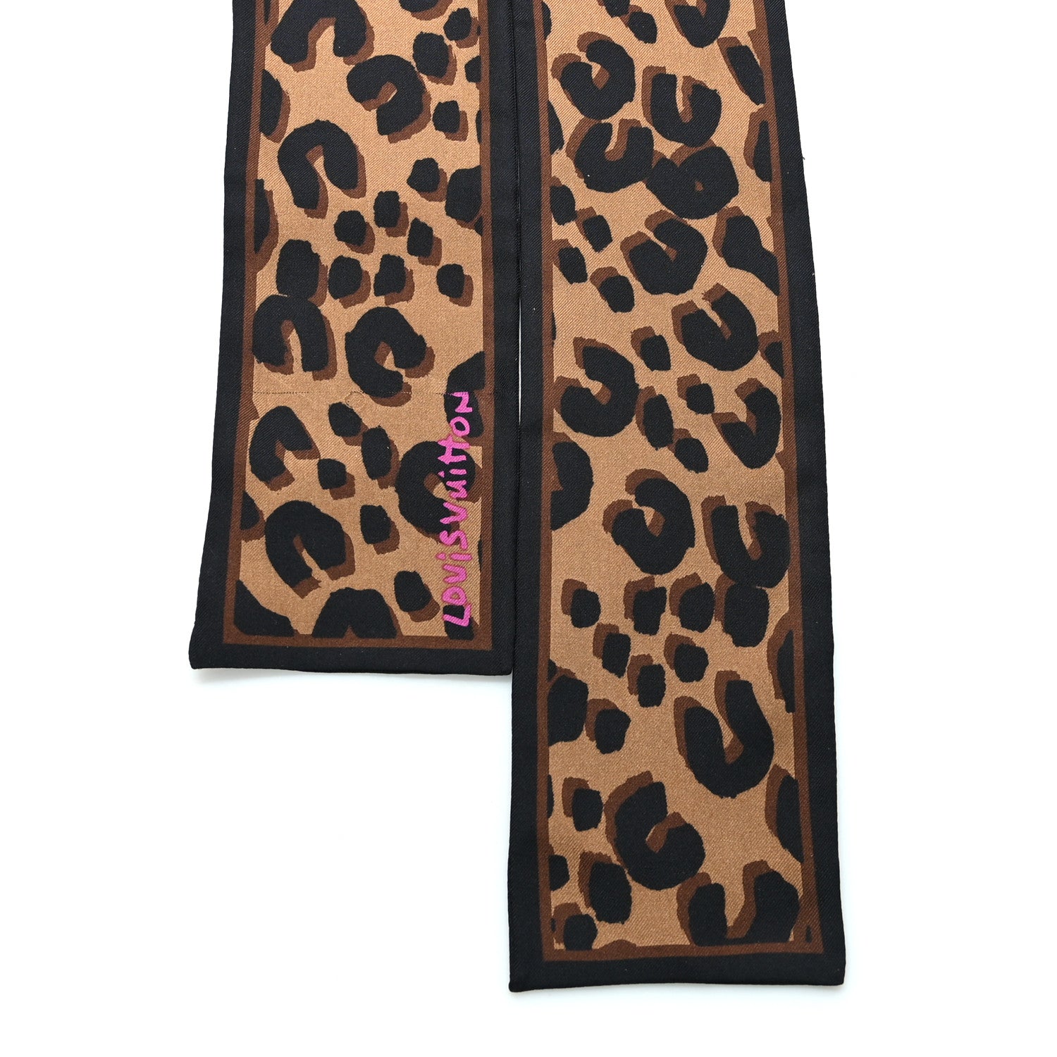 Louis Vuitton Silk Leopard Bandeau Scarf Marron 2 of 4