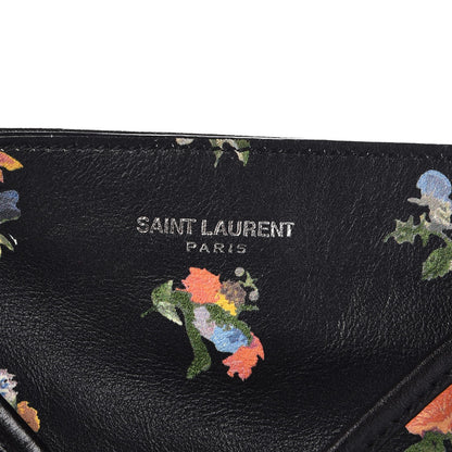 Saint Laurent Calfskin Prairie Flower Printed Festival Backpack Black Multicolor 6 of 13