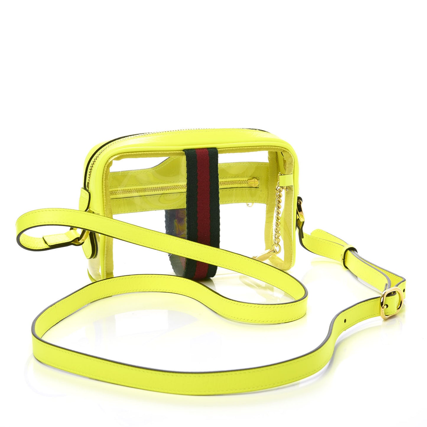 Vinyl Web Mini Ophidia Transparent Shoulder Bag Yellow Fluo