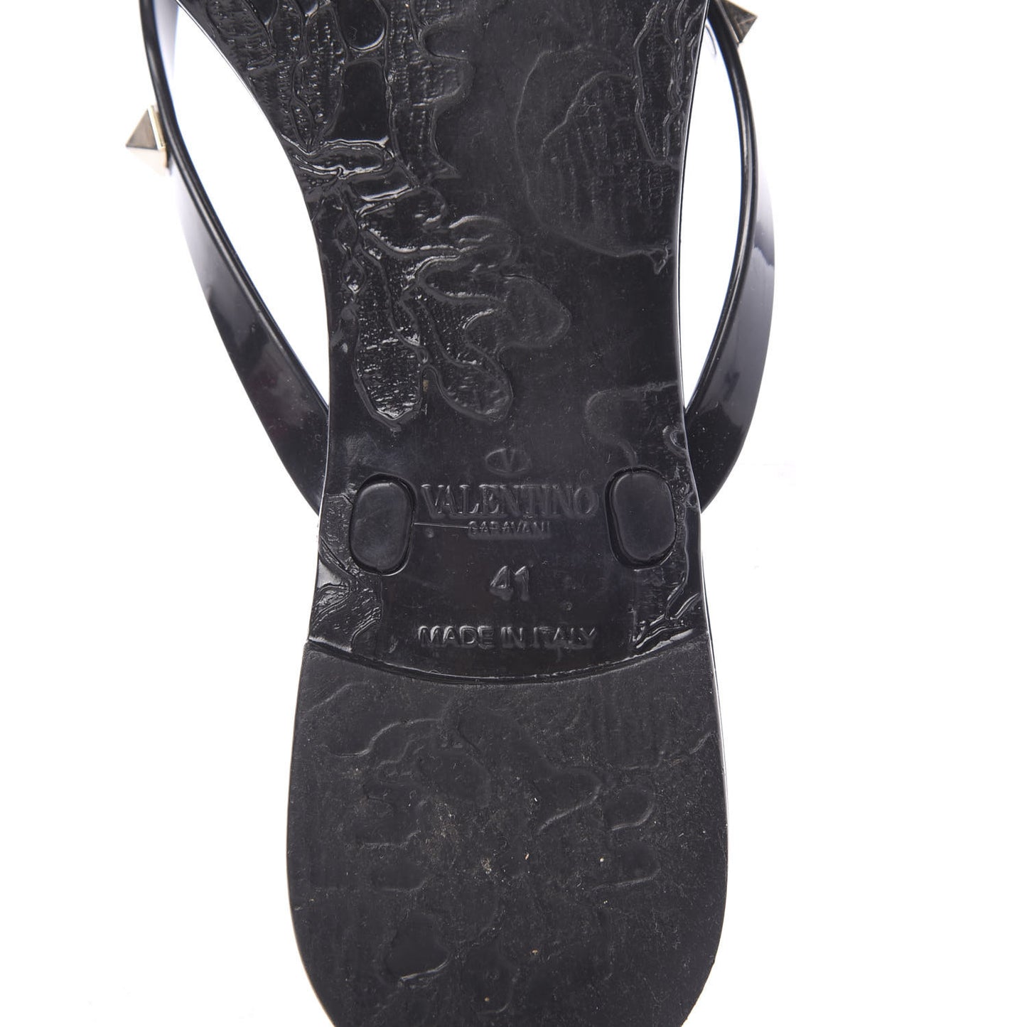 PVC Jelly Rockstud Bow Thong Sandals 41 Black