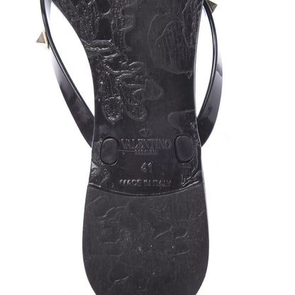 Valentino Garavani PVC Jelly Rockstud Bow Thong Sandals 41 Black 6 of 8