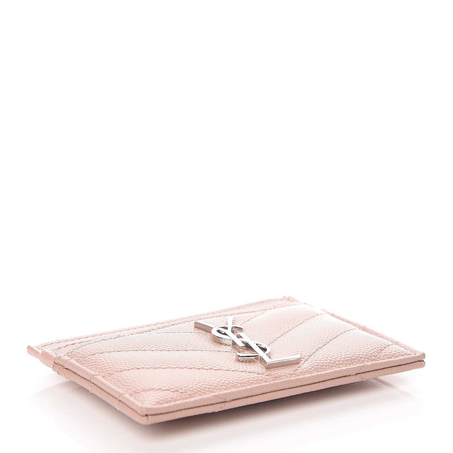 Grain De Poudre Matelasse Chevron Monogram Credit Card Case Pale Pink
