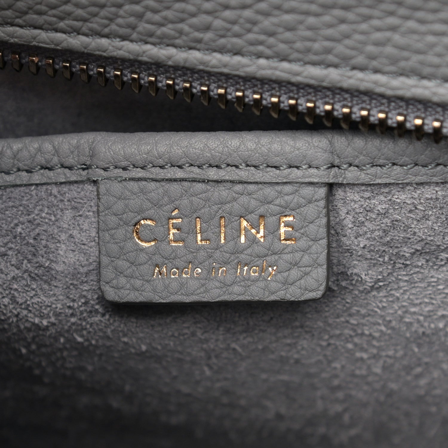 Celine Drummed Calfskin Nano Luggage Kohl 10 of 21