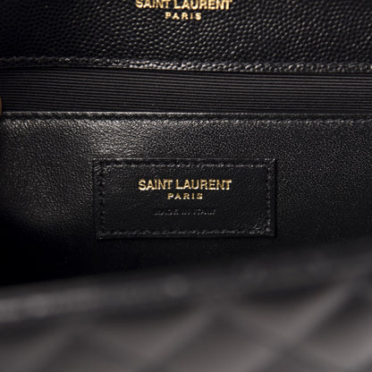 Saint Laurent Grain De Poudre Textured Mixed Matelasse Triquilt Medium Monogram Satchel Black 6 of 10
