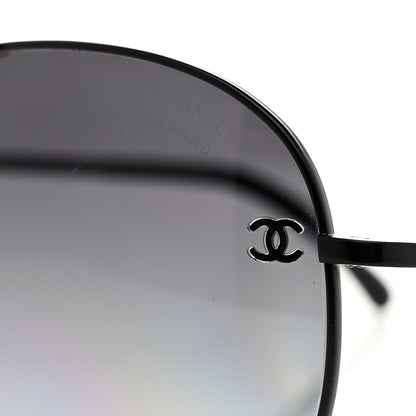 Chanel Polarized Aviator CC Sunglasses 4189-T-Q Black 7 of 8