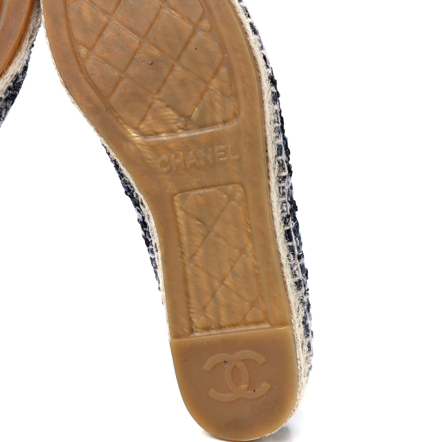 Metallic Tweed Lambskin CC Espadrilles 37 Blue Black Silver