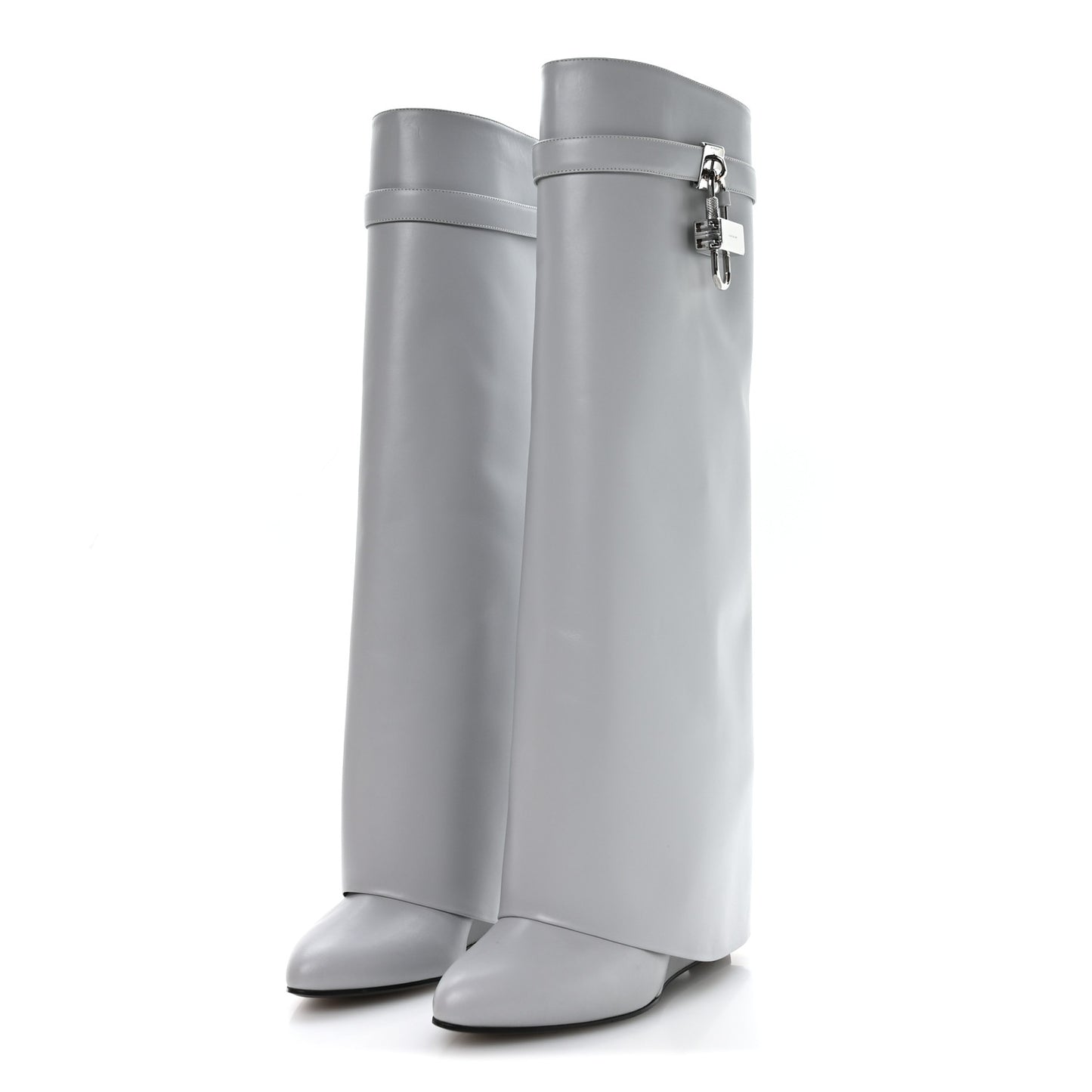 Calfskin Shark Lock Pant Boots 41 Light Grey