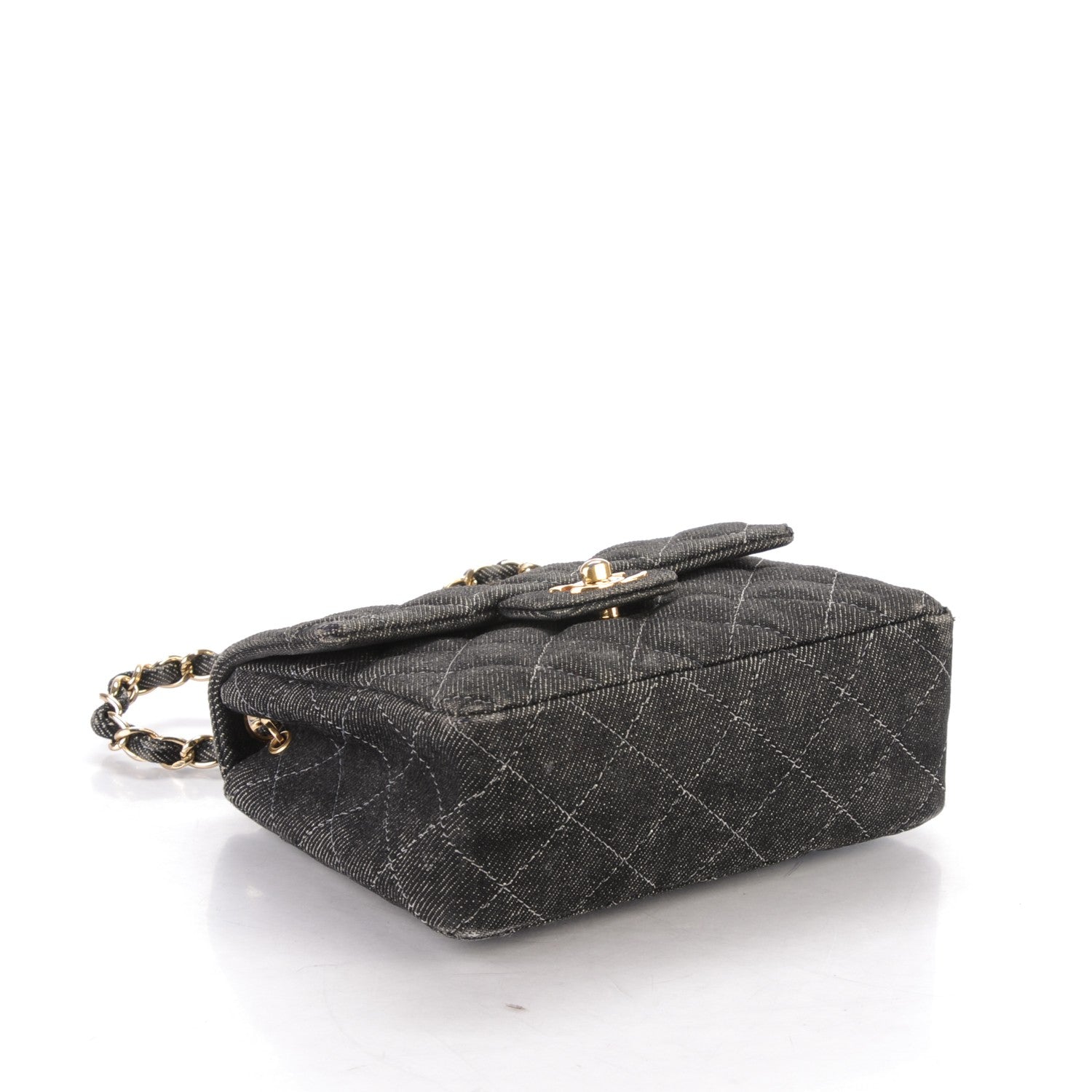 Chanel Denim Quilted Mini Square Flap Black 4 of 9