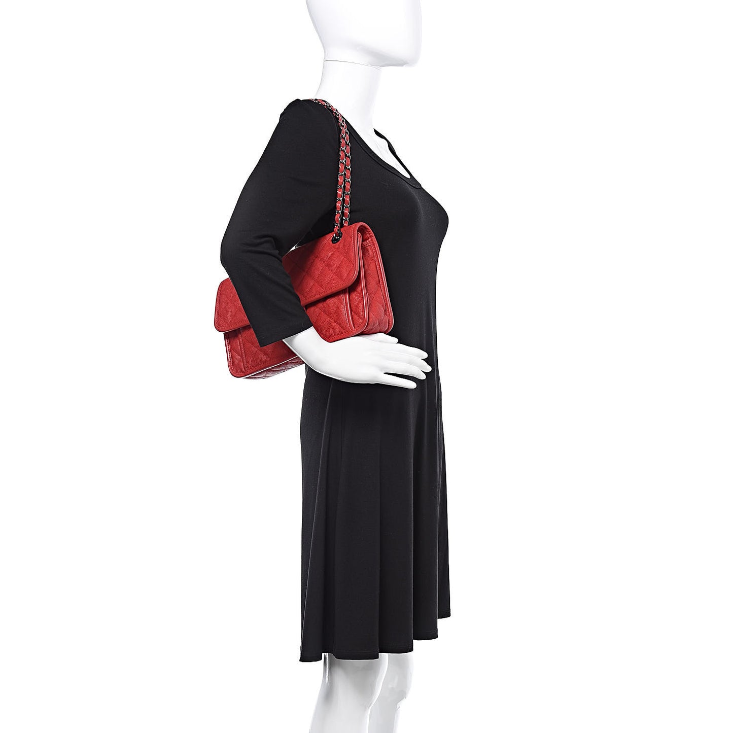 Caviar Quilted Medium French Riviera Flap Red