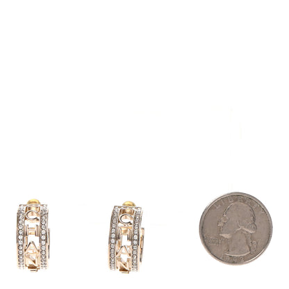 Chanel Metal Crystal Bow-tiful CC Hoop Earrings Gold 2 of 4