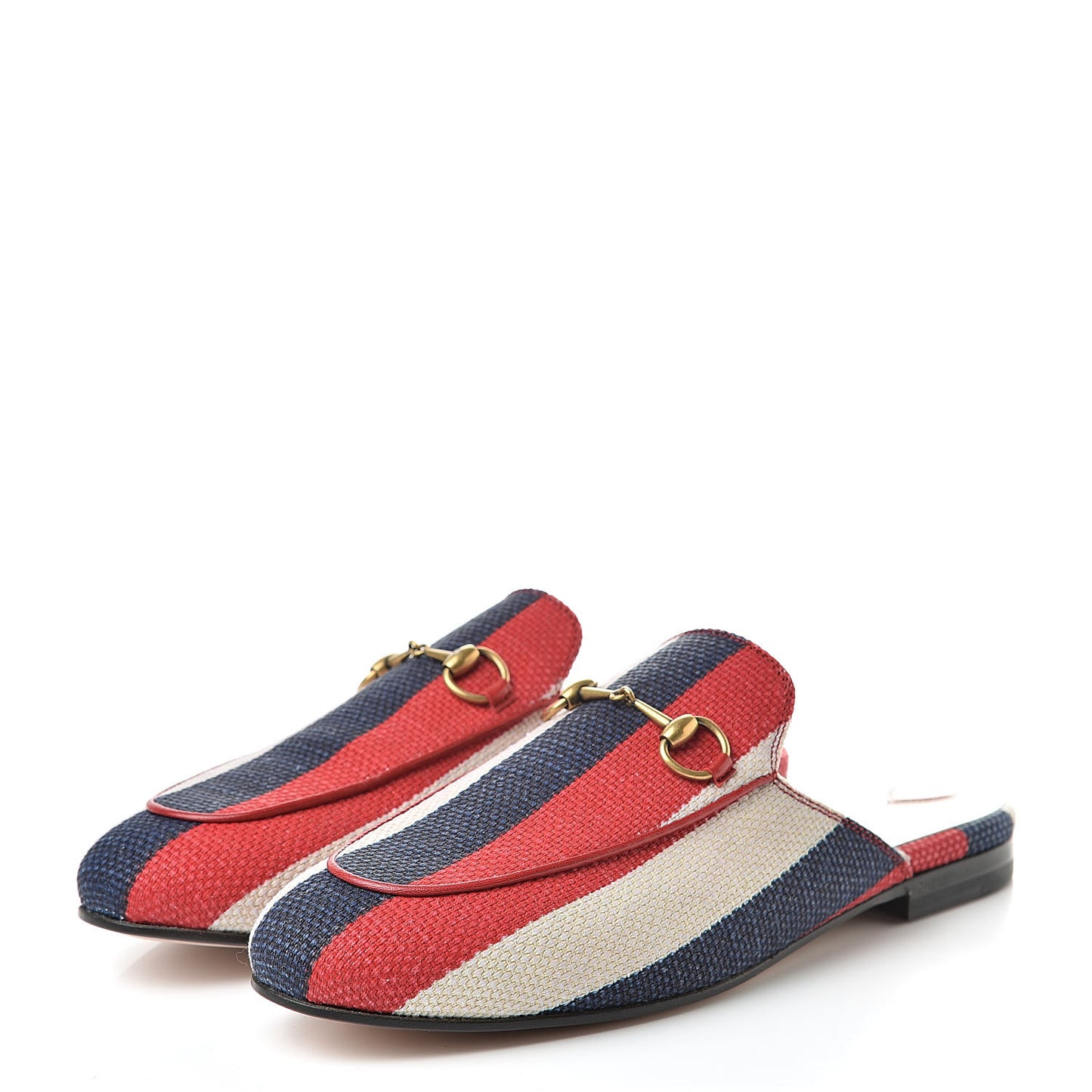 Canvas Sylvie Stripe Womens Princetown Slippers 38 Mystic White Hibiscus Red Maritime