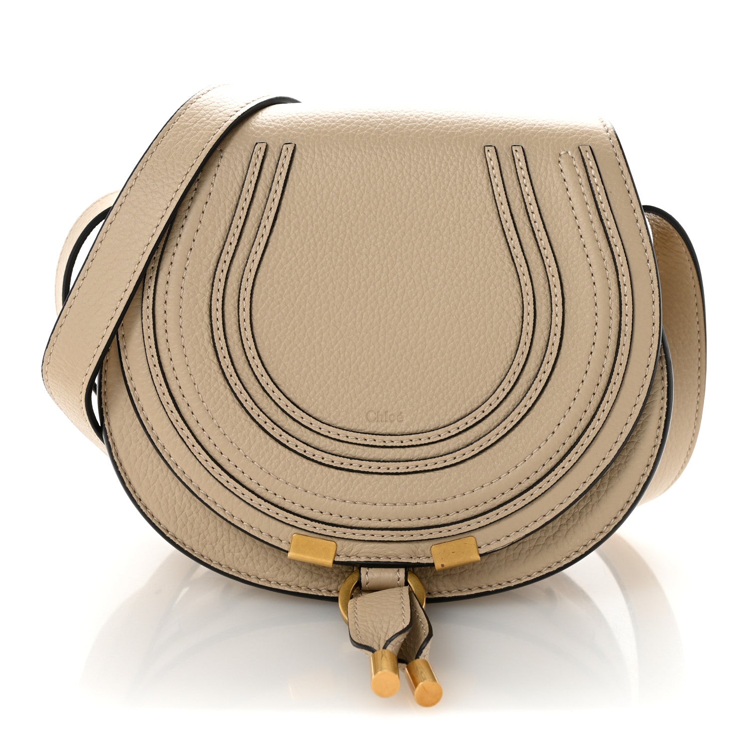 Chloe Grained Calfskin Mini Marcie Saddle Bag Root Beige 1 of 12