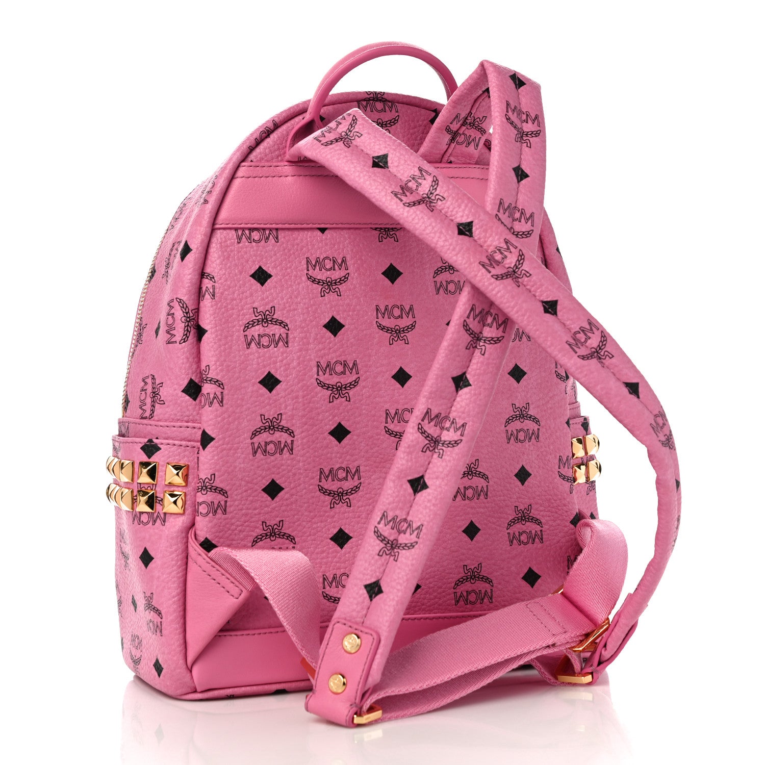 MCM Visetos Small Side Stud Stark Backpack Pink 2 of 9