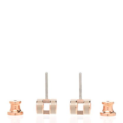 Hermes Rose Gold Lacquered Mini Pop H Earrings Marron Glace 3 of 6