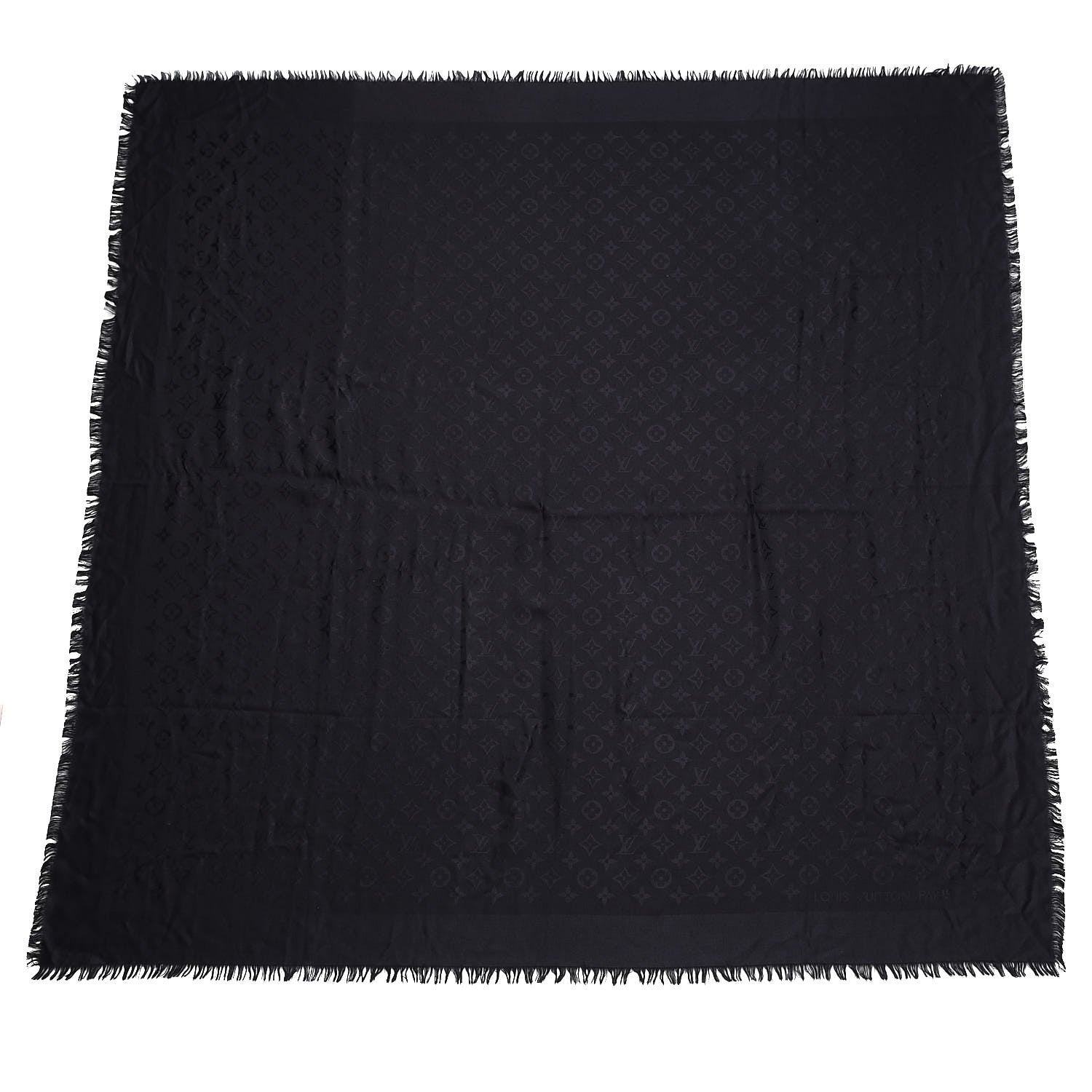 Louis Vuitton Silk Wool Monogram Shawl Black 1 of 10