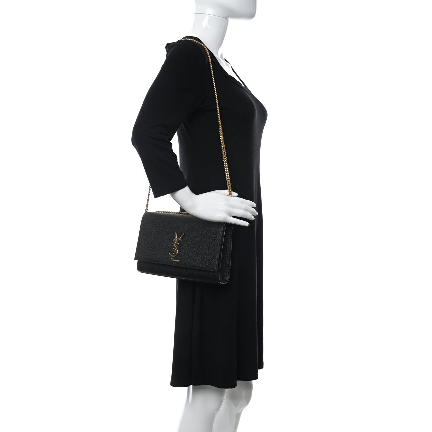 Saint Laurent Grain De Poudre Medium Classic Monogram Kate Satchel Black 2 of 9