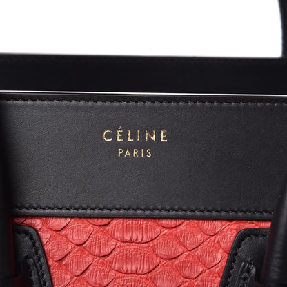 Celine Python Calfskin Micro Luggage Bright Red 10 of 10
