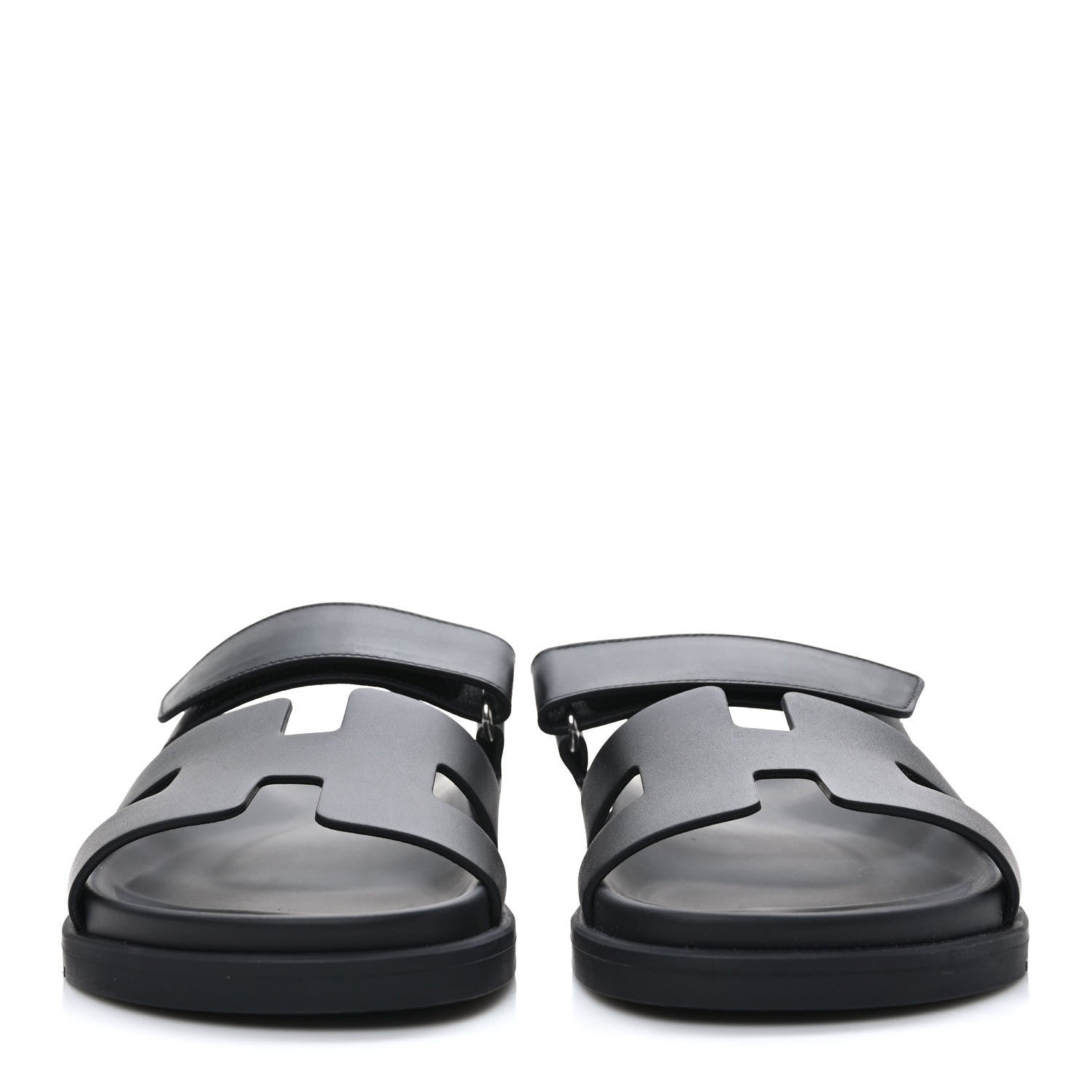 Hermes Calfskin Womens Chypre Sandals 39.5 Black 2 of 9