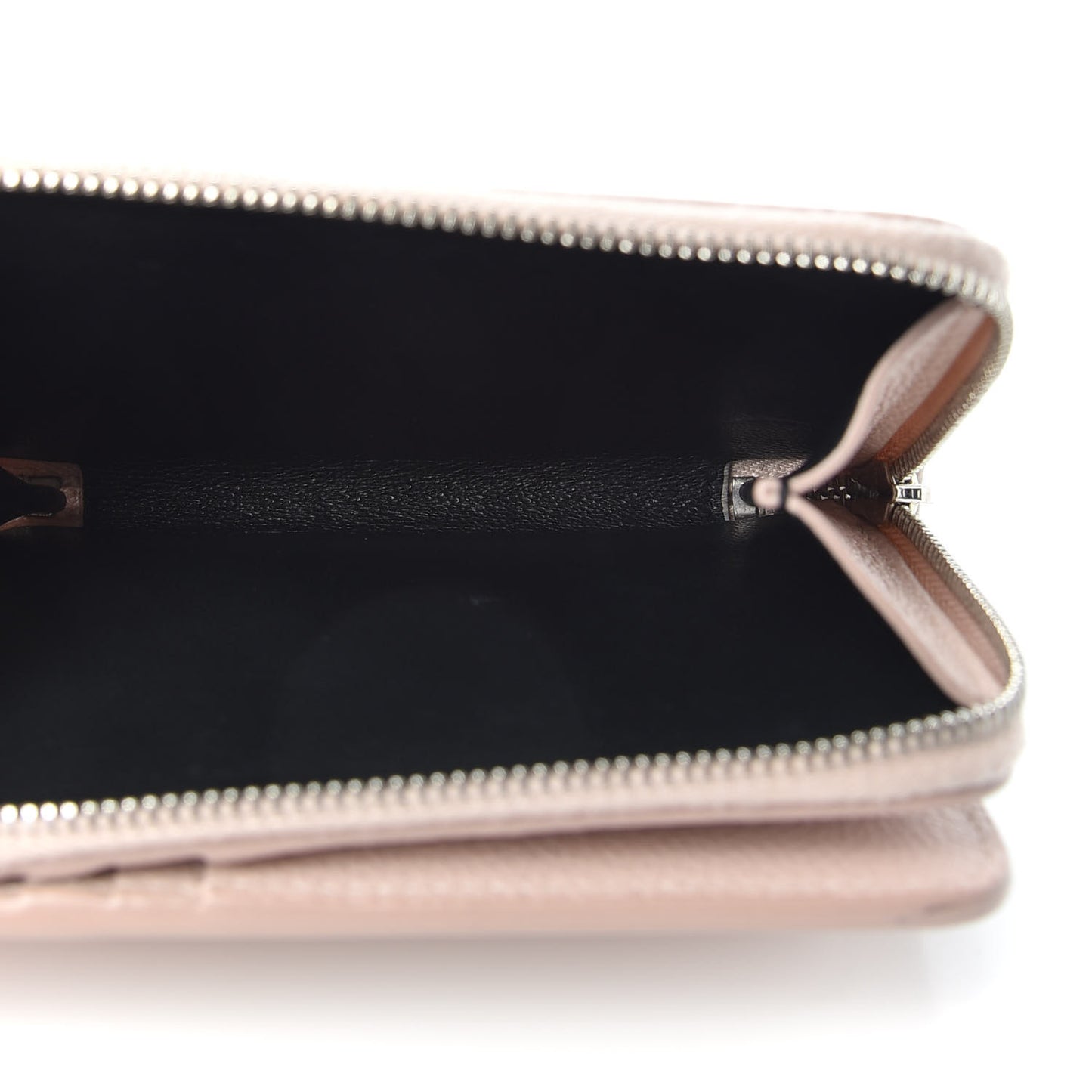 Grained Calfskin Rive Gauche Compact Zip Around Wallet Pink
