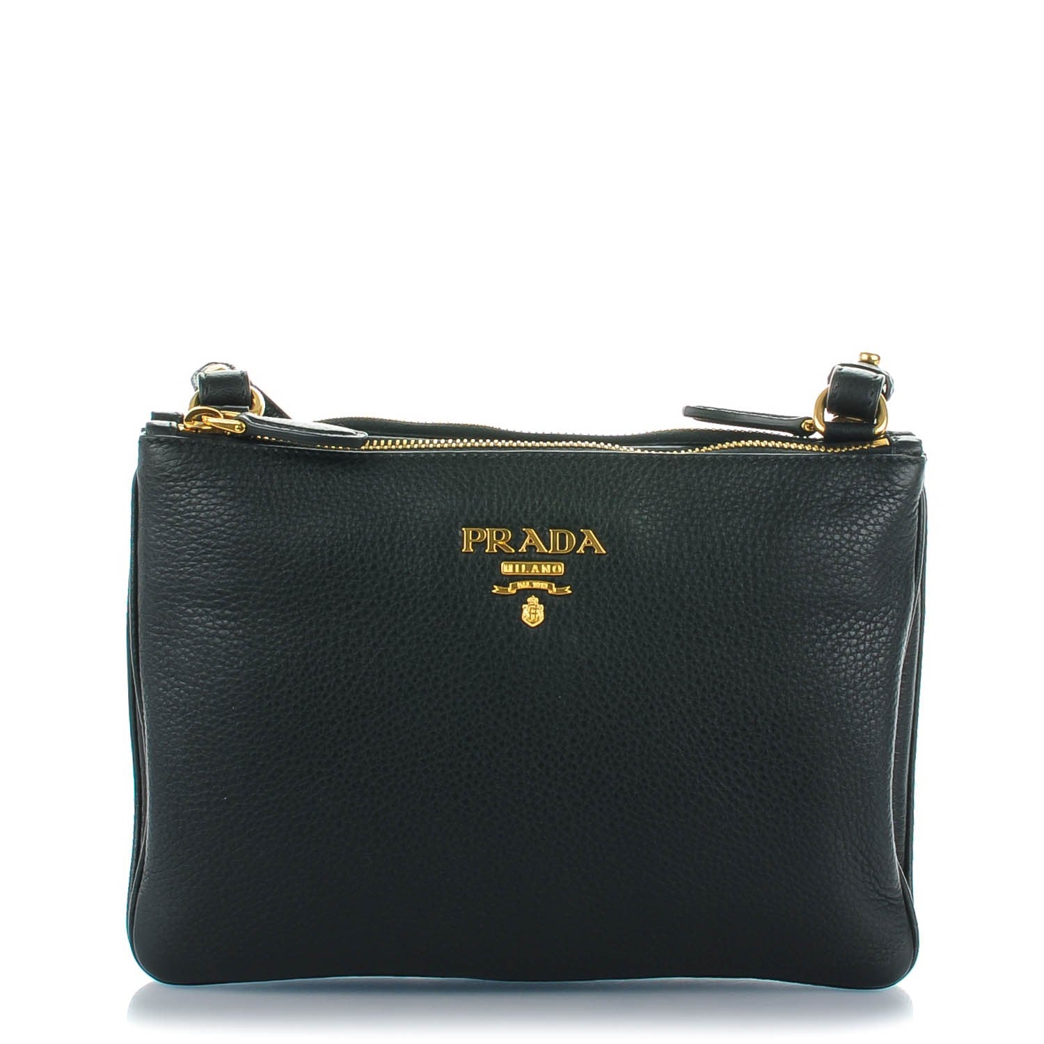 Prada Vitello Phenix Double Zip Crossbody Bag Black 1 of 8