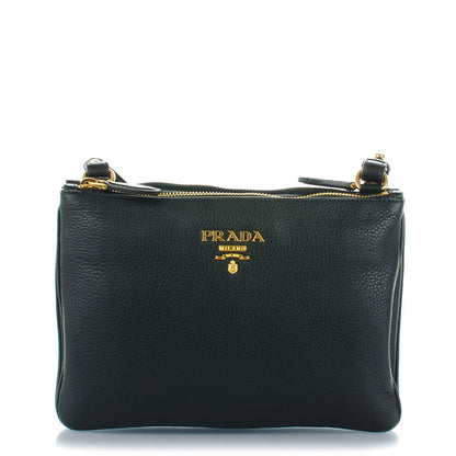 Prada Vitello Phenix Double Zip Crossbody Bag Black 1 of 8