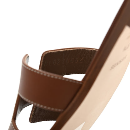 Hermes Box Calfskin Oran Sandals 37.5 Gold 7 of 8