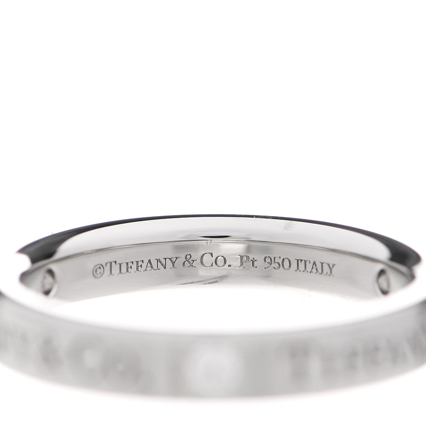 Platinum Diamond Logo Band Ring 46 3.75