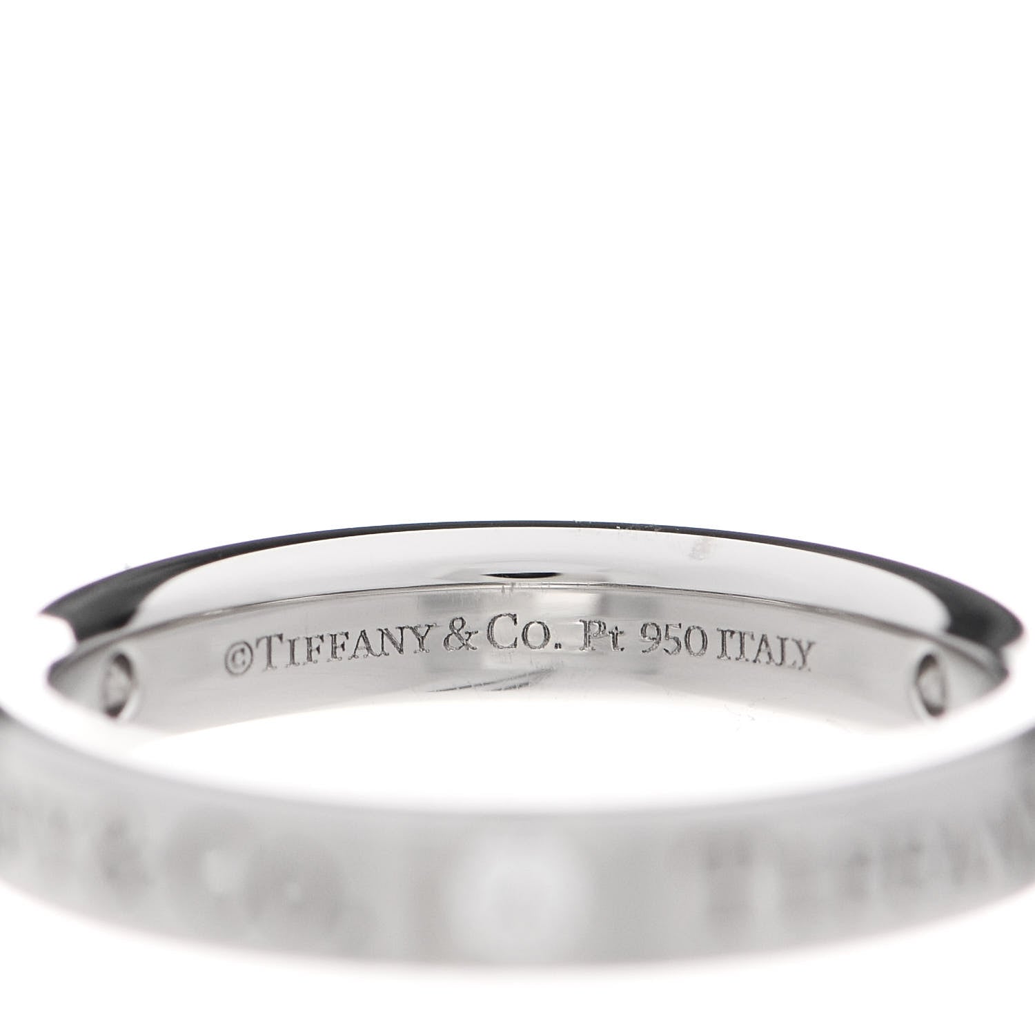 Tiffany Platinum Diamond Logo Band Ring 46 3.75 4 of 5