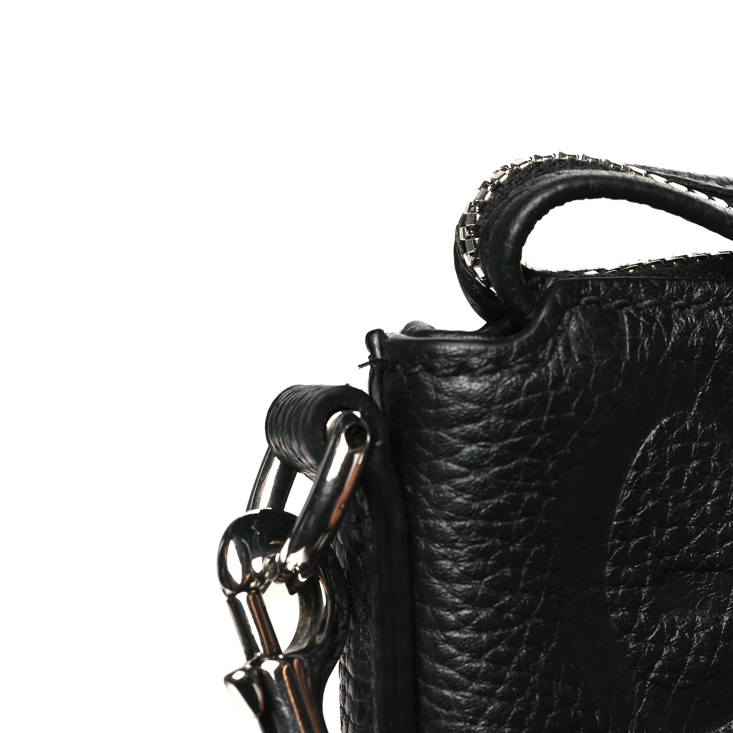 Piuma Calfskin Jumbo GG Embossed Medium Wristlet Messenger Bag Black