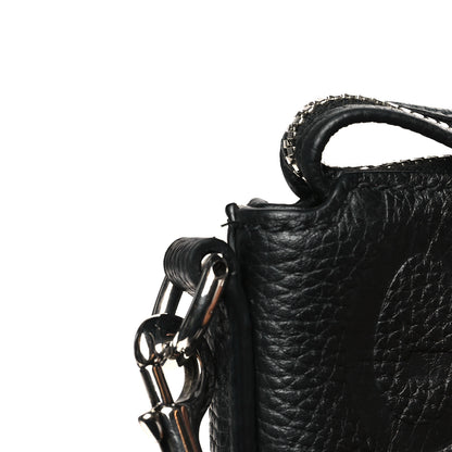 Gucci Piuma Calfskin Jumbo GG Embossed Medium Wristlet Messenger Bag Black 11 of 11