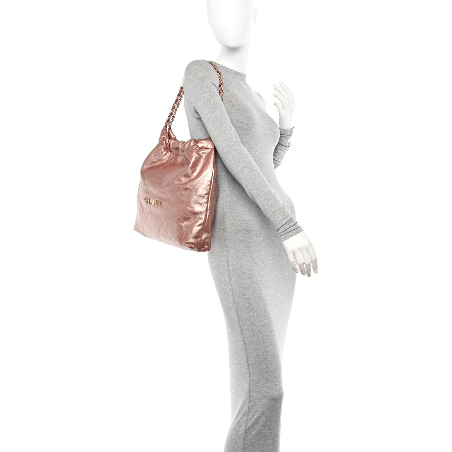 Metallic Calfskin Quilted Chanel 22 Copper