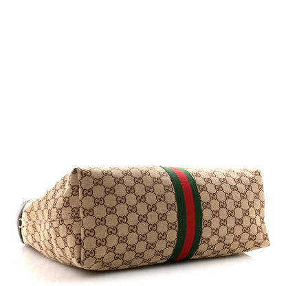 Gucci GG Monogram Web Large Giglio Tote Beige Brown 5 of 10