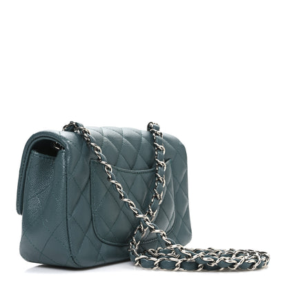 Chanel Caviar Quilted Mini Rectangular Flap Dark Green 3 of 10