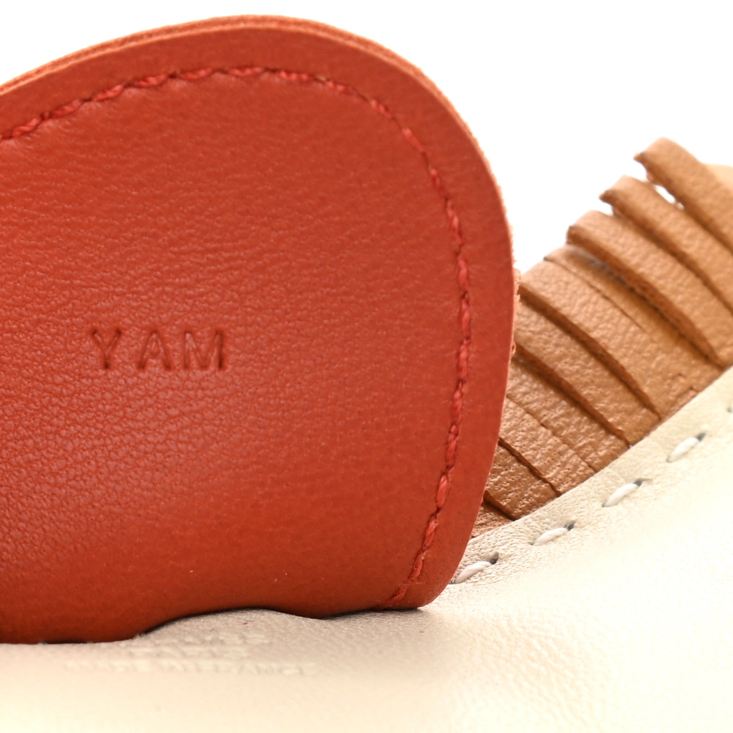 Hermes Milo Lambskin Grigri Rodeo Horse Bag Charm GM Craie Sesame Cornaline 3 of 5