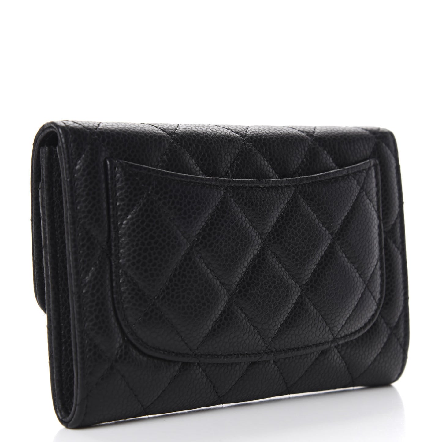 Caviar Quilted Small Flap Wallet Black