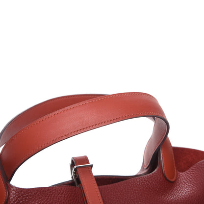 Hermes Taurillon Clemence Swift Picotin Lock 22 MM Rouge H Brique 8 of 14