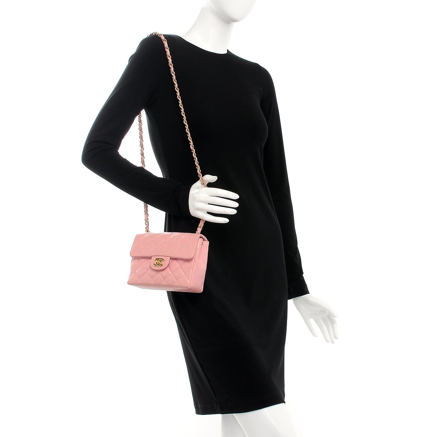 Caviar Quilted Mini Square Flap Pink