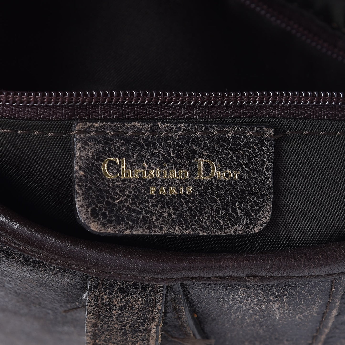 Distressed Calfskin Mini Saddle Bag Brown