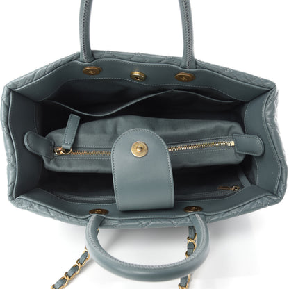 Chanel Aged Calfskin Quilted Coco Handle Shopping Tote Blue 5 of 11