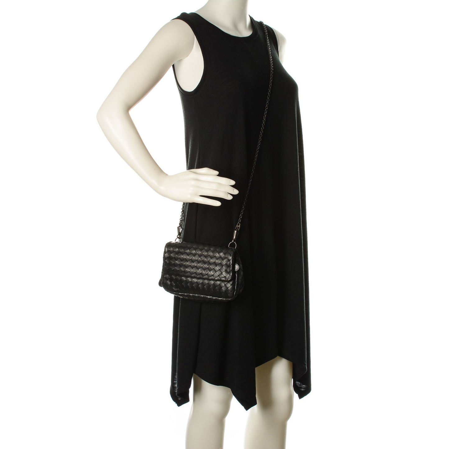 Nappa Intrecciato Small Chain Crossbody Black