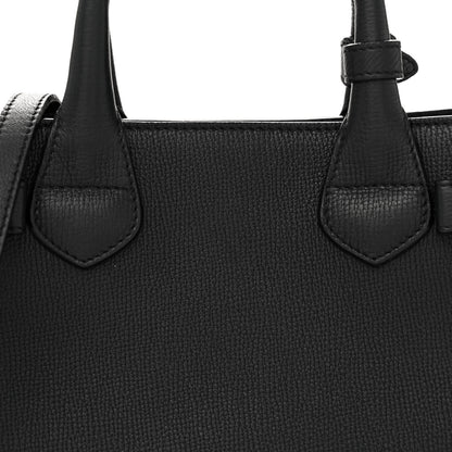 Burberry Derby Calfskin House Check Small Banner Tote Black 8 of 14