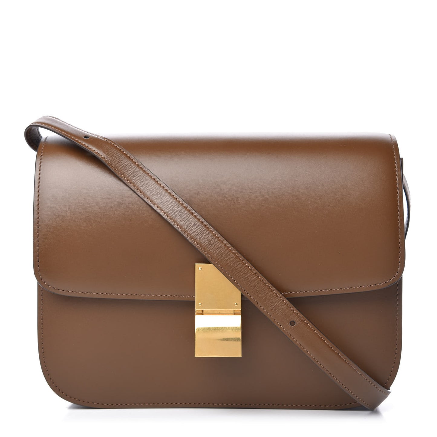 Box Calfskin Medium Classic Box Flap Bag Camel