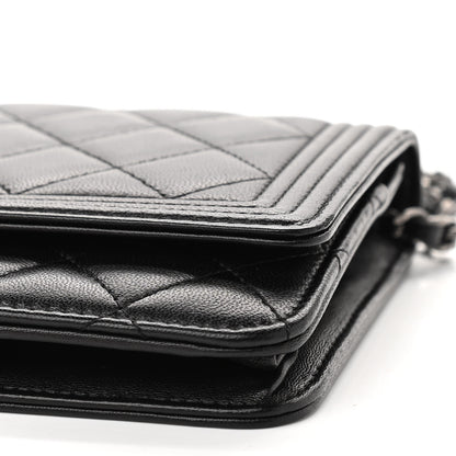 Chanel Lambskin Quilted Boy Wallet On Chain WOC Black 11 of 15