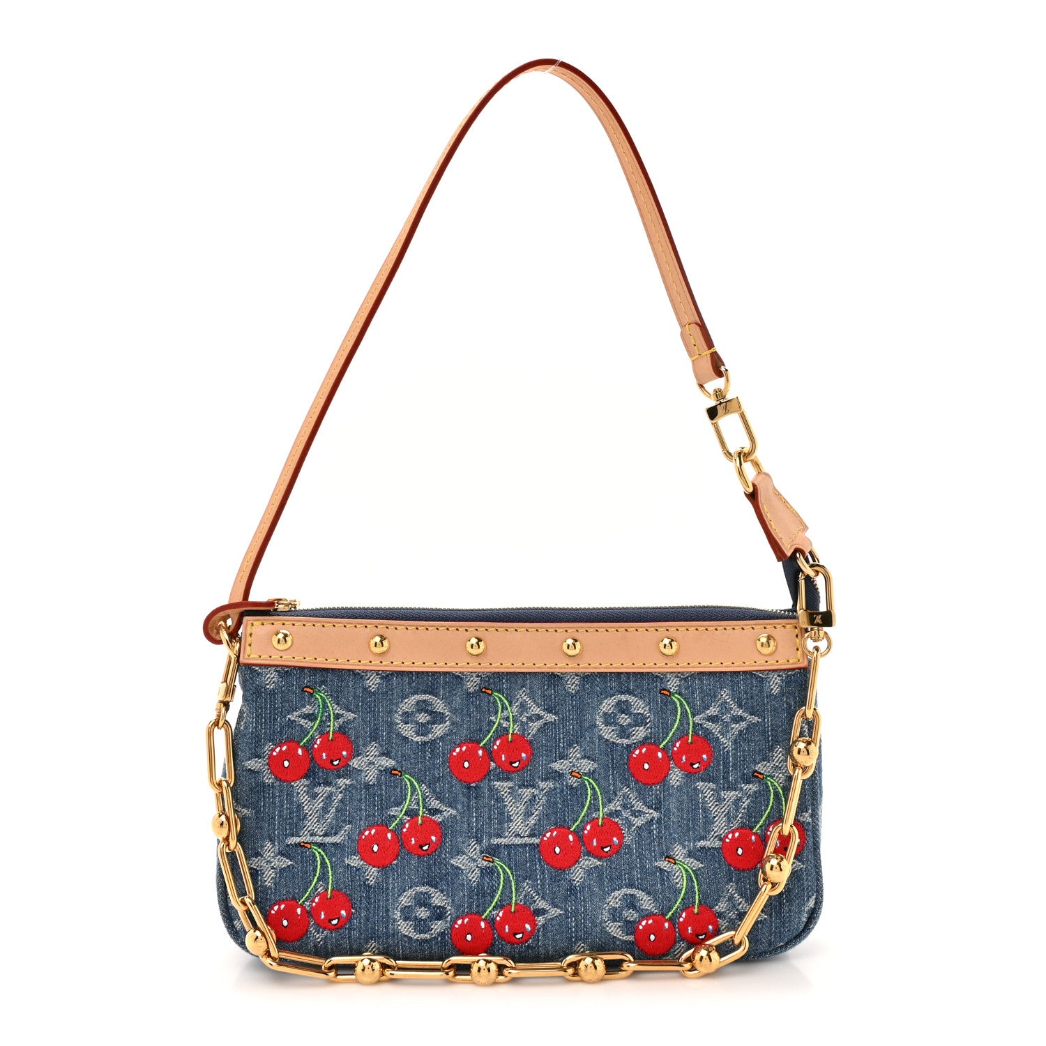 Louis Vuitton LV X TM Monogram Denim Cerises Pochette Accessories Blue 1 of 9