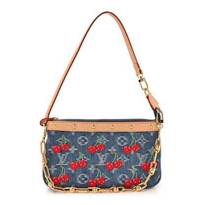 Louis Vuitton LV X TM Monogram Denim Cerises Pochette Accessories Blue 1 of 9