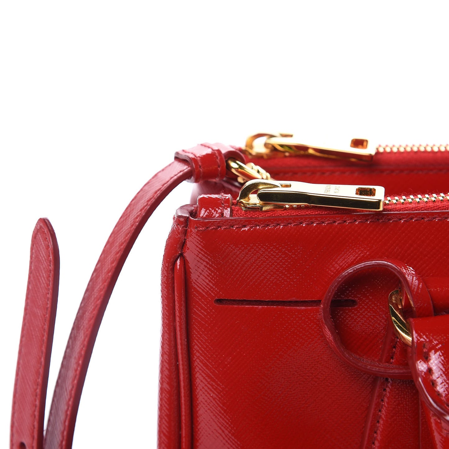 Saffiano Vernice Mini Galleria Double Zip Tote Rosso
