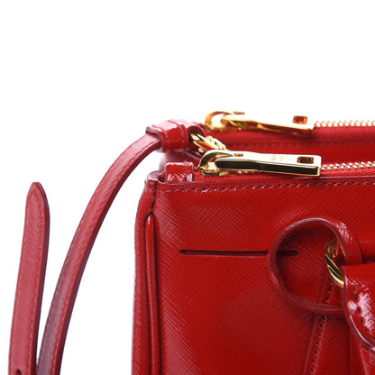 Prada Saffiano Vernice Mini Galleria Double Zip Tote Rosso 12 of 12