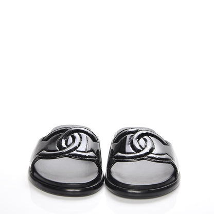 Chanel Patent Calfskin CC Slip On Mules 36 Black 2 of 8