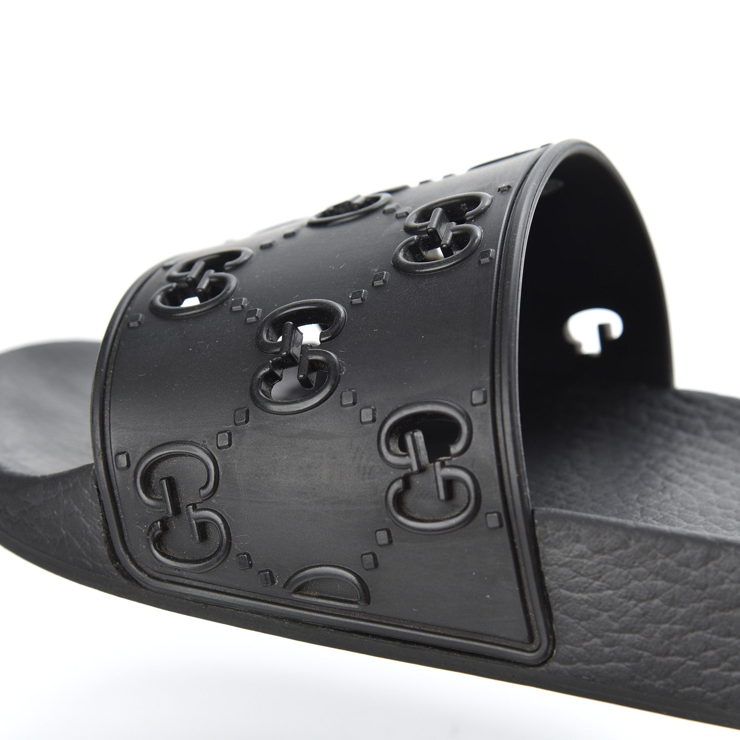 Gucci Rubber GG Monogram Mens Slide Sandals 6 Black 10 of 15