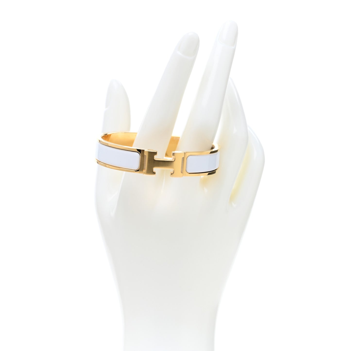 Enamel Narrow Clic Clac H Bracelet PM White